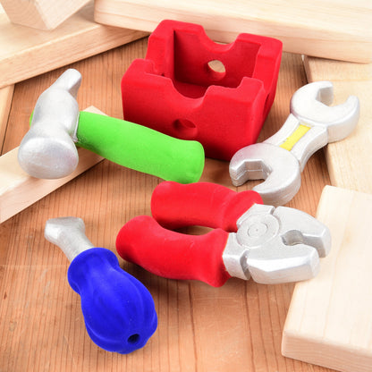Rubbabu® Soft Sensory Tool Set with Caddy | 4-Piece Eco-Friendly Building Toy